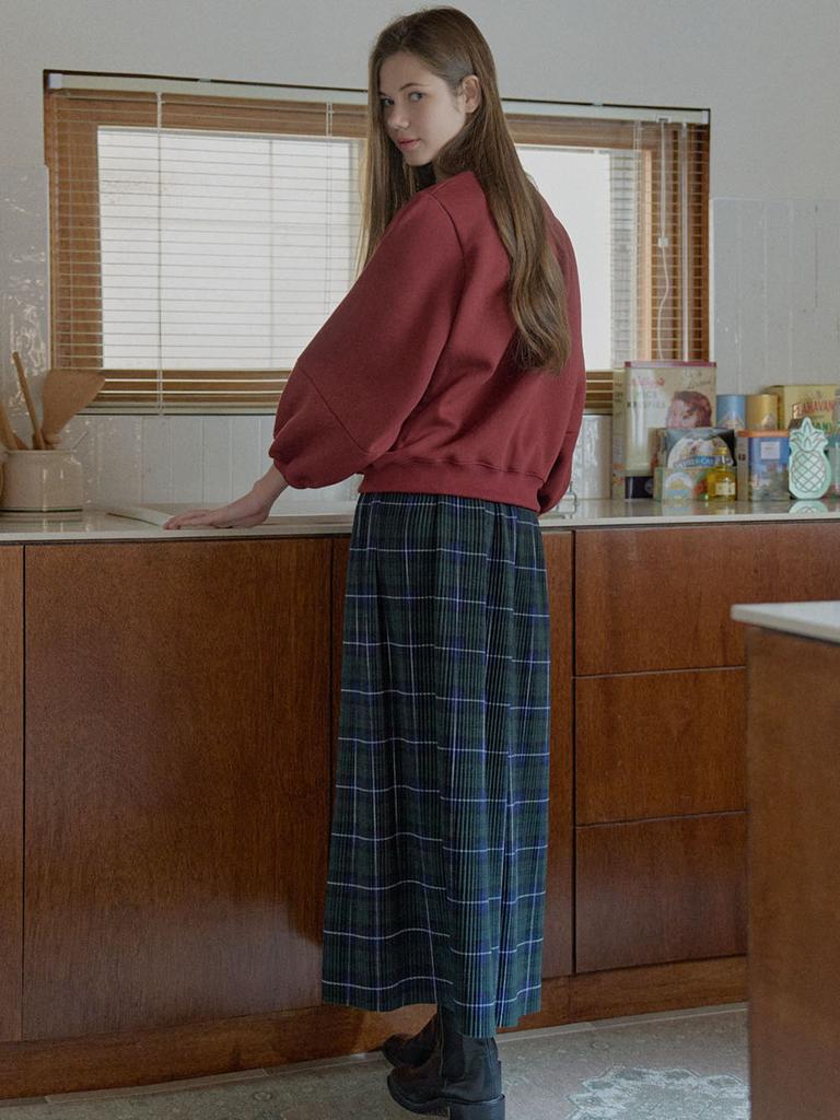 Avang Tartan Check Pleated Maxi Skirt - Green
