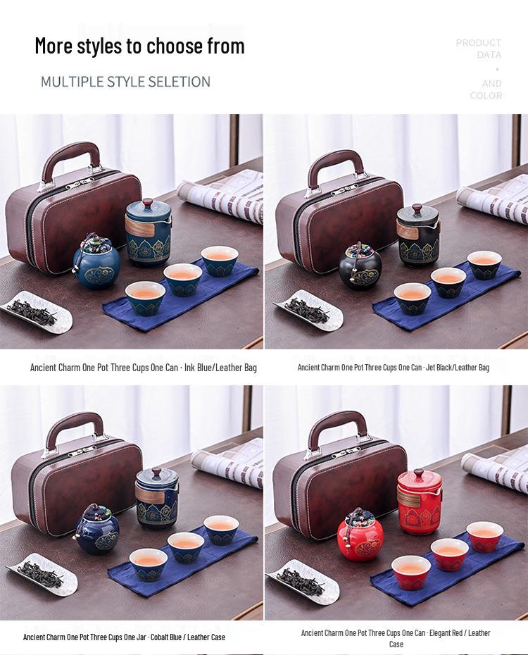 Portable Kung Fu Tea Set: One Pot, Three Cups - Perfect for Outdoor Quick-Serve and Business Gifts