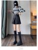 Women's High-Waist Khaki A-Line PU Leather Shorts, Autumn/Winter 2024, Wide-Leg Bootcut Casual Wear
