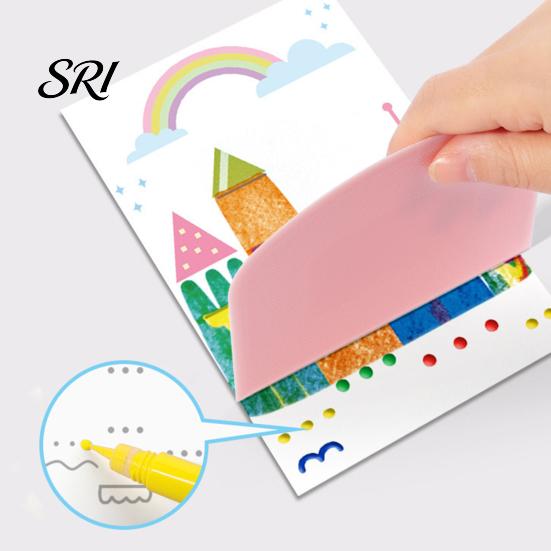 Beginner Painting Kit 1 Set Kids Squeegee Art Craft Rainbow Scratch Paper Educational Children Supplies DIY Dot Toy Toddlers Boys Girls Party Gift