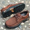 Fashion Spring and Summer Outdoor Sports Men Hiking Leather Shoes Breathable Top Layer Cowhide Casual Leather Shoes