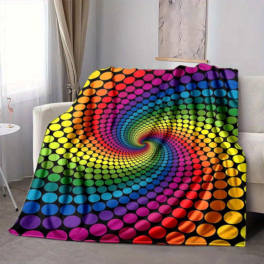 1pc Rainbow Dots Blanket Lightweight Flannel Blanket Throw Blanket For Sofa, Bed, Travel, Camping, Livingroom, Couch, Chair, And Bed yy2509026188