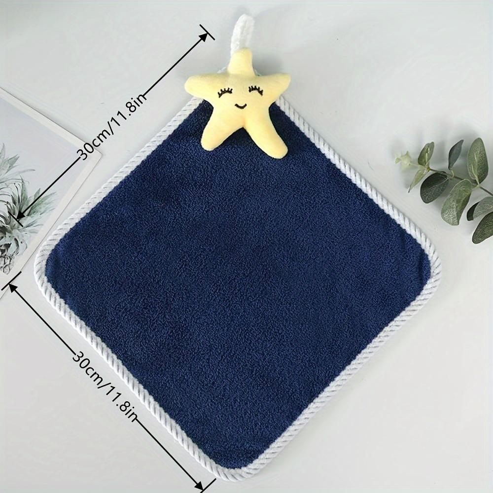Handtuch 4 Stück Hängendes Handtuch Cartoon Reines Korallenfleece Stoff Doppelseitige Wasseraufnahme Hängendes Küchentuch