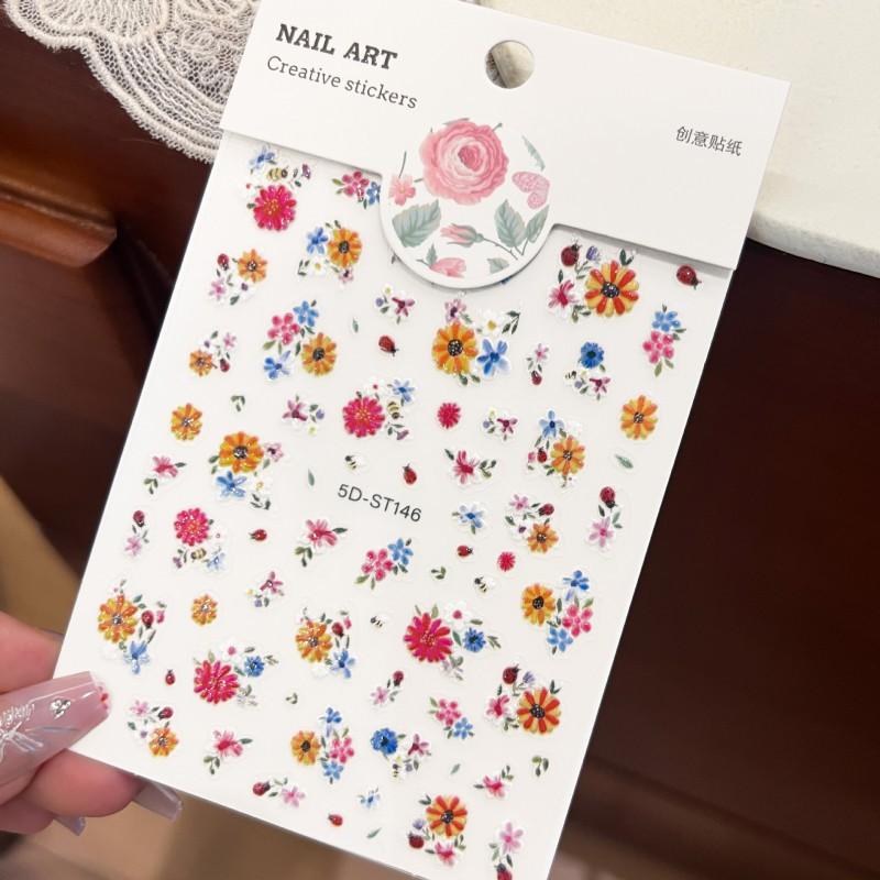 

Small Fresh Countryside Style Bee Flower Decorative Stickers 5d Relief Makeup