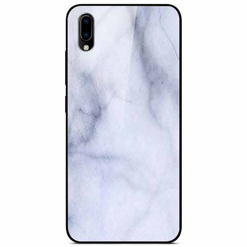 Case Tempered Glass Hard Clear Phone Case For Vivo Y91C Protector Shockproof Marble Fundas Coque
