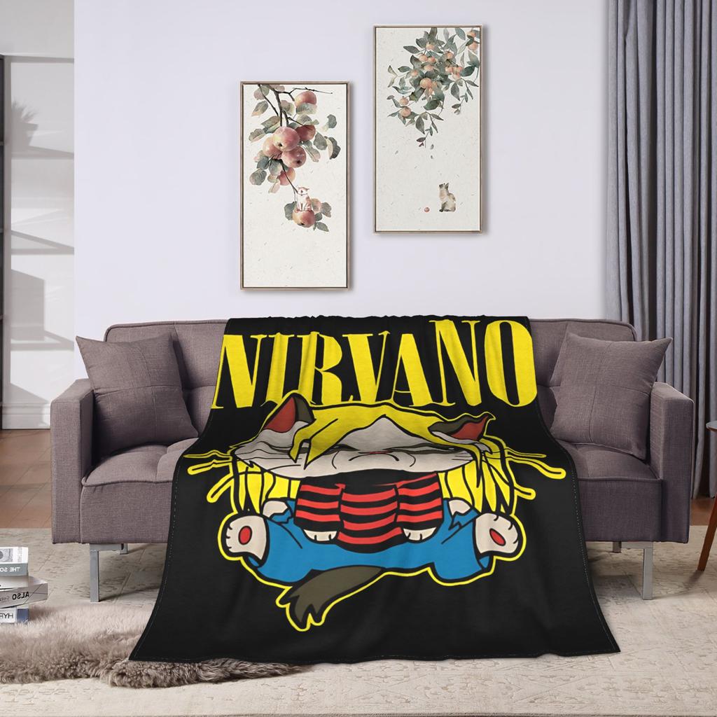 Nirvano Cat Blanket Quality Super Soft  Throw Blanket Winter Girls Boys Bedroom Comfortable Bedspread