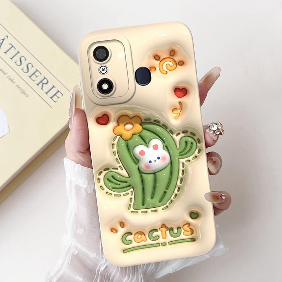 For Itel A27 A48 A25 A35 A48 A60 A60s A70 A04 Case Aesthetic Cartoon Panda Rabbit Pattern Camera Protection Matte Soft Cover