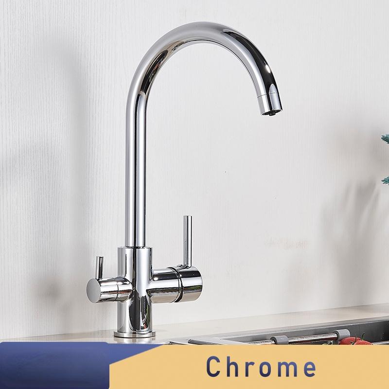 Filtered Pure Drinking Water Kitchen Sink Faucet Single Hole Double Handle Rotatable Hot and Cold Water Kitchen Sink Faucet