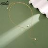 EFFIE QUEEN 925 Pure Silver Elegant Y Clavicle Pendant Necklace Natural Freshwater Pearl Party Y-shaped Chain Women's Gift BQN27