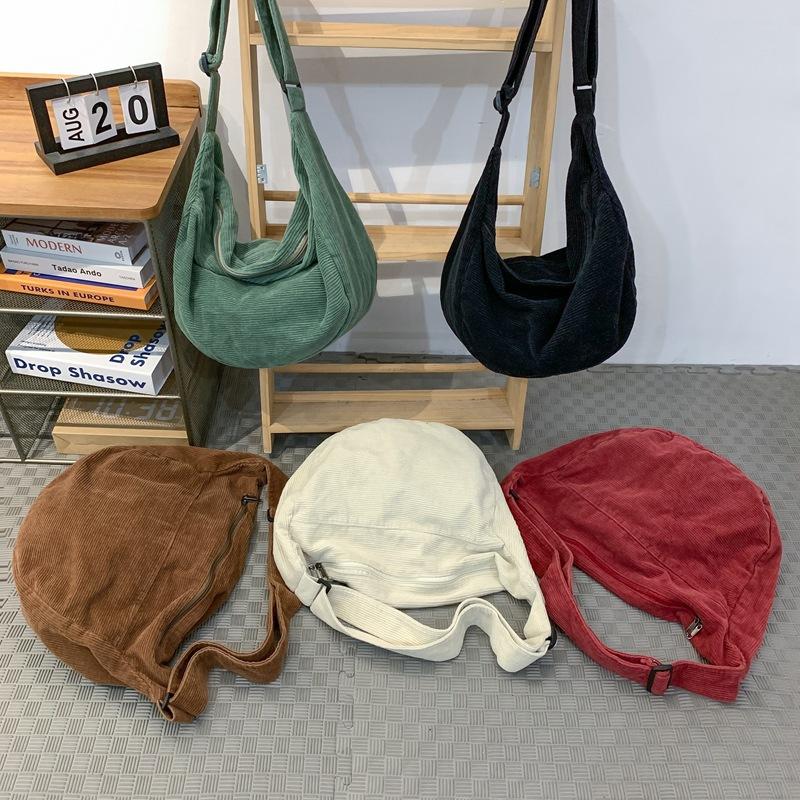 Leichte Cordtasche für Damen, einfarbig, Umhängetasche für Herren, Reise-Umhängetasche