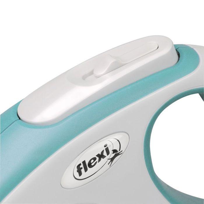 Laisse rétractable - FLEXI - New Comfort S Tape - 5 m - Bleu clair - Pour petits chiens jusqu'à 15 kg