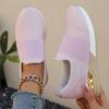 Summer Women's Elastic Mesh Surface Casuals Rubber Soft Sole Breathable Slip On Sneakers Solid Color Flat Casual Shoes for Women