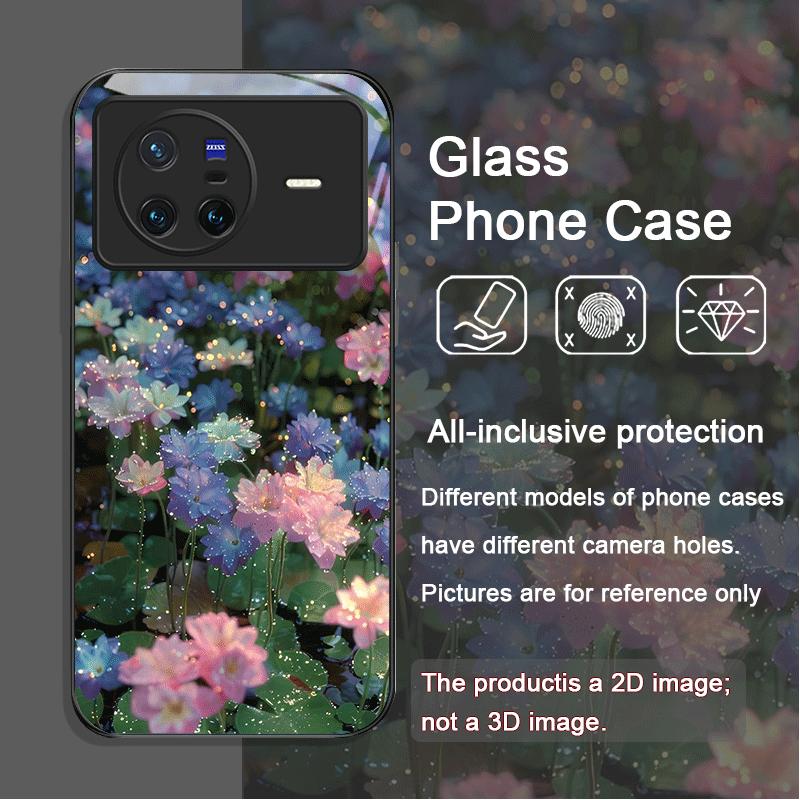 

Stylish White Peony Flower Pattern Tempered Glass Phone Case for OPPO Reno 13 F 12 11 Pro 10 SE Find X3 Lite X5 A79 A58 5G Cover Oppo A60 4G