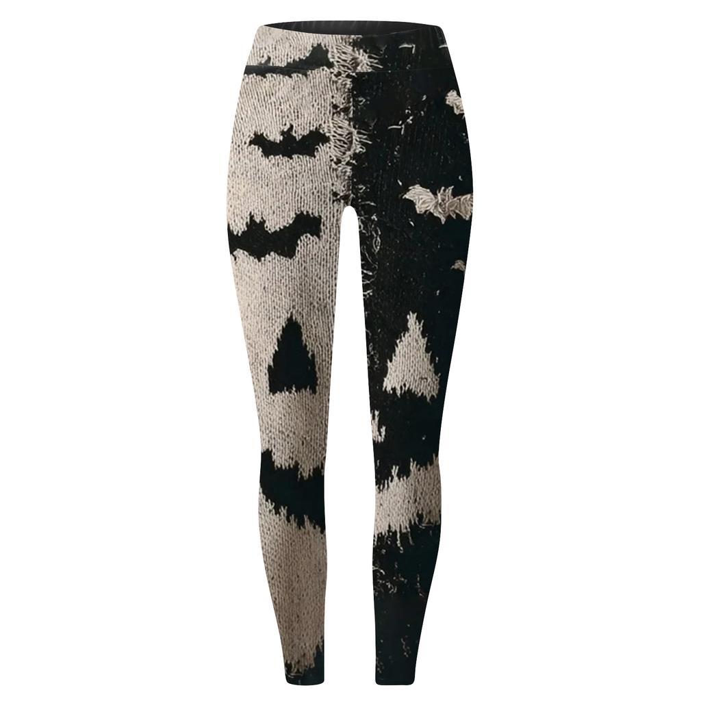 Damen Casual Mode Outdoor Halloween Bedruckte Slim Elastische Yogahose Cropped Hose