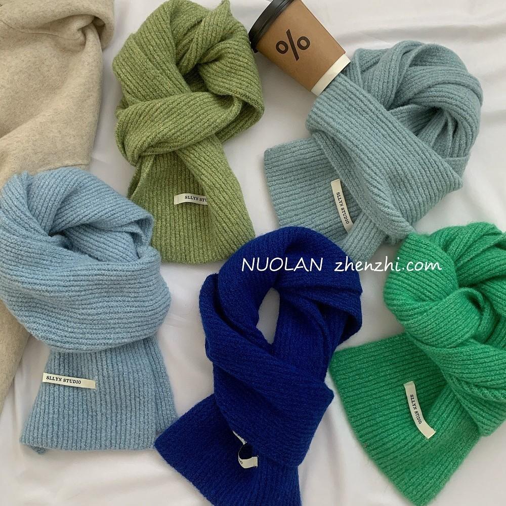 Solid color wool scarf women's winter white Korean new student couple simple knitted scarf