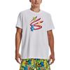 Under Armour Cartoon Pattern Printed Crew Neck Pullover American Vintage T-Shirt Men Tops White 1374213-100