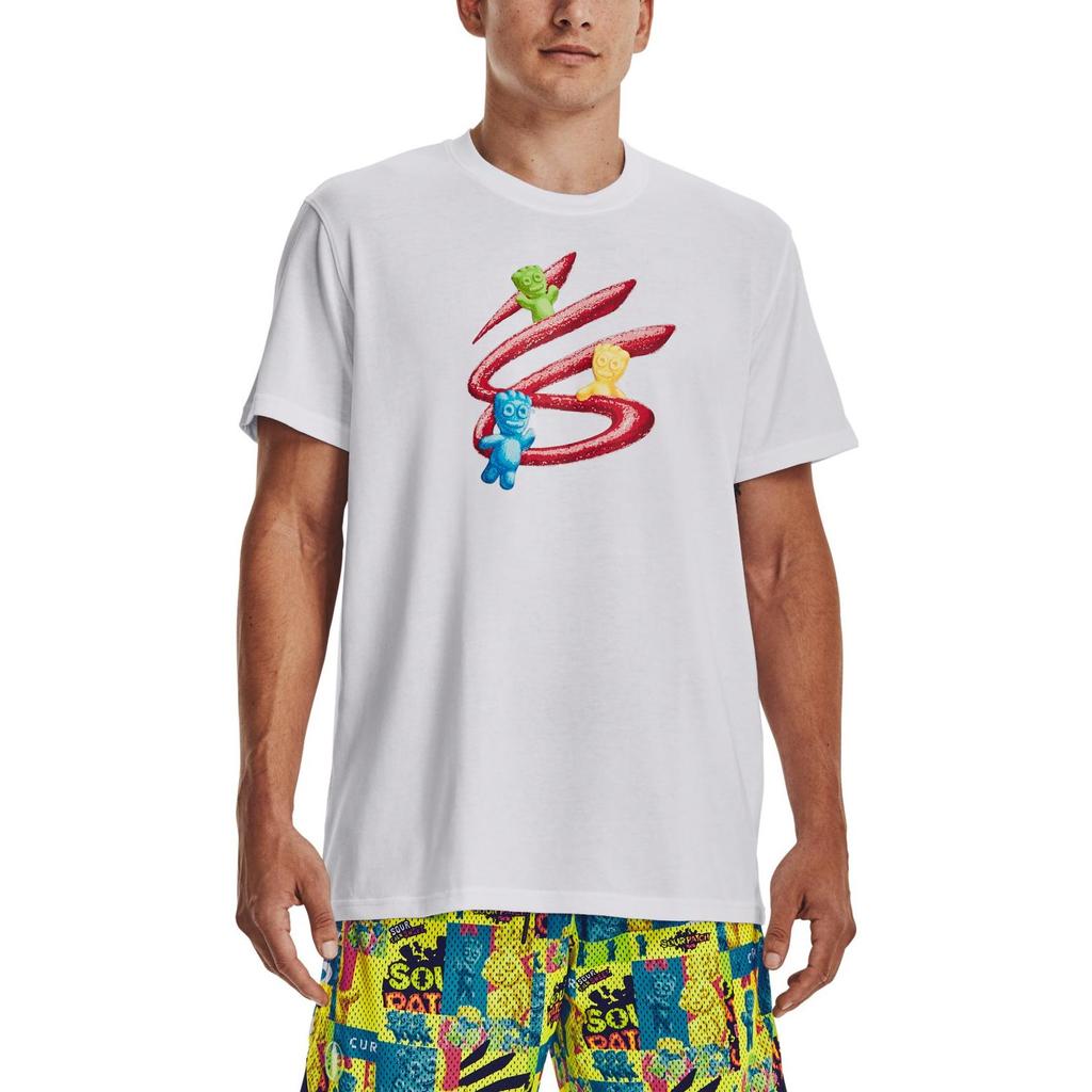 Under Armour Cartoon Pattern Printed Crew Neck Pullover American Vintage T-Shirt Men Tops White 1374213-100