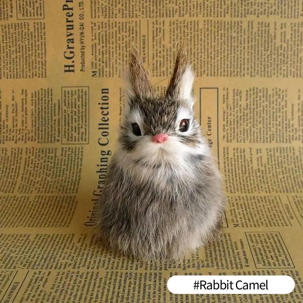 1pcs Mini Simulated Rabbit Animal Model Rabbit Household Decorations Rabbit Fur Crafts Gifts Living Room Decoration