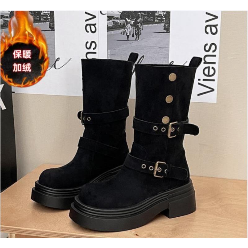 Maillard Boots Women's Autumn and Winter Brown Thick-soled Two Wear Inner Height-increasing Small Medium Boots Martin Boots Women's Short Boots