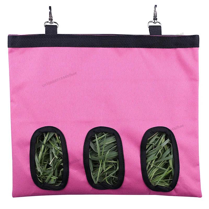Hanging Feeding Bag Pet Hay Bag for Guinea Pigs Small Animal Feeder Rabbit 3 Holes Food Dispensers Bag Rack Cage Accessories