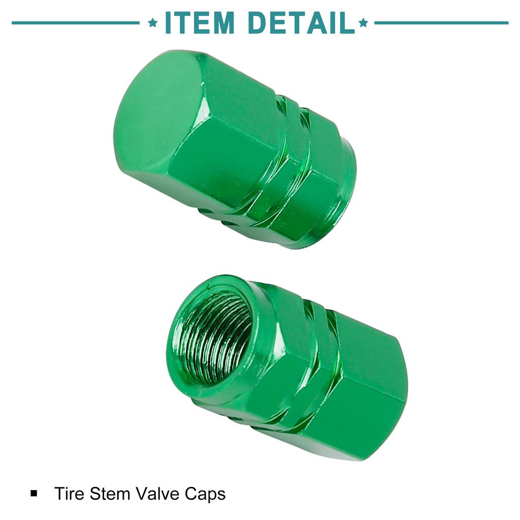 ACROPIX Car Tire Stem Valve Cap Tire Cap Wheel Valve Cover Tire Cap Hexagon Dustproof Aluminum Alloy Green 4pcs