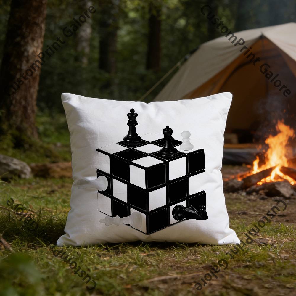 Chess Board HD Print Square Pillow Cover Polyester Lightweight Customizable for Home Office Sofa Decor