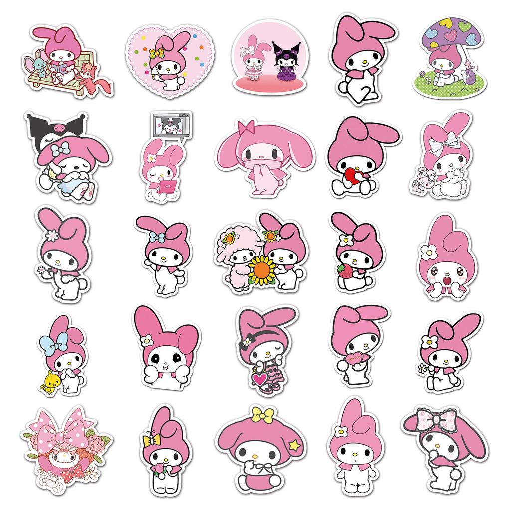 50 Sanrio My Melody Graffiti Stickers for Notebooks, Scooters, and Phones