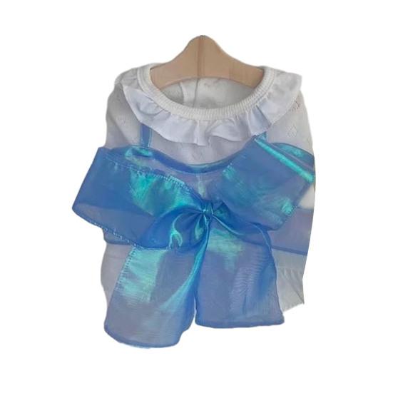 

Платье для собак с большим бантом, платье принцессы для девочек, летний наряд без рукавов для маленьких и средних собак и кошек S синий