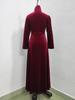 Elegant Gold Velvet High Collar Puff Sleeve Cinched Waist Long Dress for Autumn & Winter