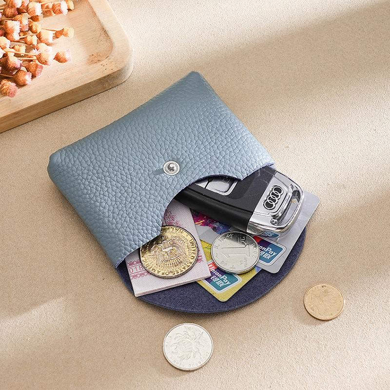 Leather Coin Purse for Women Double Layer Card Holder Mini Wallet Zipper Earphone Key Lipstick Storage Pouch Kids Money Bag Clip