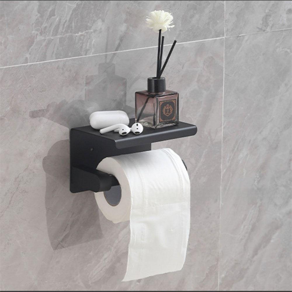 Wall Mounted Toilet Roll Holder Stainless Steel with Storage Rack Toilet Paper Storage Rack Rust-proof with Screw