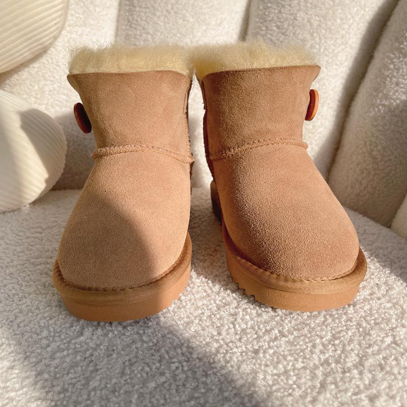 2025 Sheepskin & Wool Kids' Genuine Leather Non-slip Snow Boots for Parent-Child