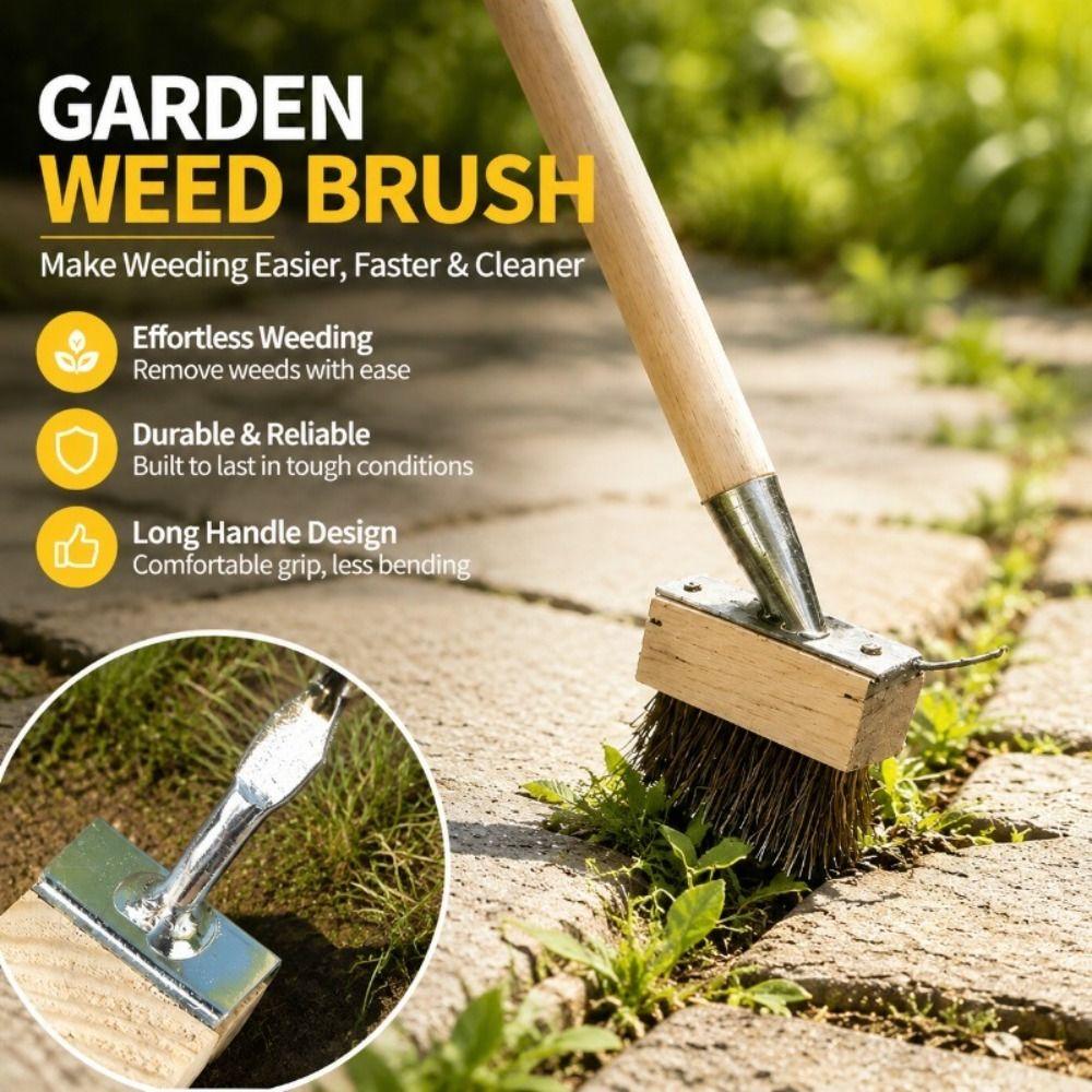 Unkrautbürste mit langem Stiel Stahlborsten Gartenbürste Kratzbürste Moosentfernung
