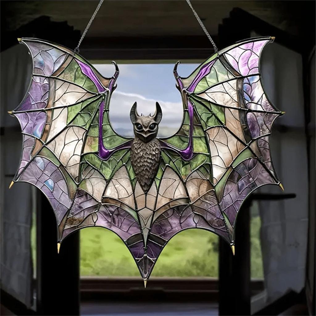 Malovaný netopýr akrylový dekorativní přívěsek Halloween domácí zahradní dekorace závěsný přívěsek