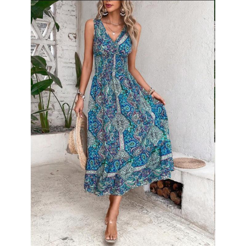 Women's Fashion Temperament High Waisted Sleeveless Casual Dresses