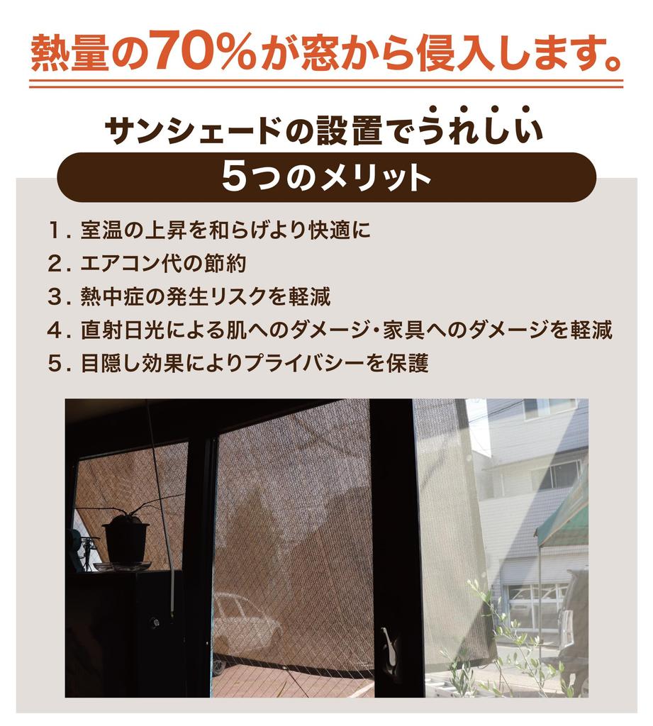Wochenend-Mokka für Balkone und UV Enthält 4 Befestigungen Japanische Marke x Papas Sonnenschirm, Braun, Atmungsaktiv, Gärten, Schutz, Schnüre, (1.8 2.7m)