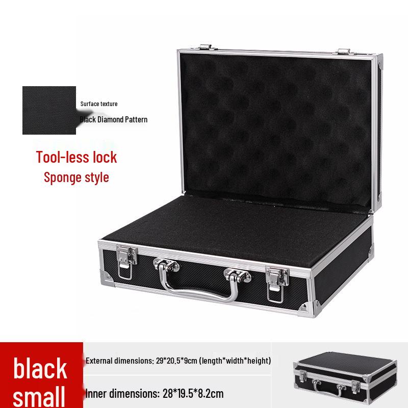 Aluminum Alloy Portable Toolbox with Lock for Hardware, Documents, and Cash Storage
