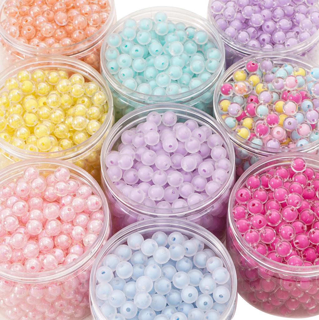 50Pcs Acrylic Beads Coated Colored Loose Round Beads For Jewelry Making DIY Necklace Accessories