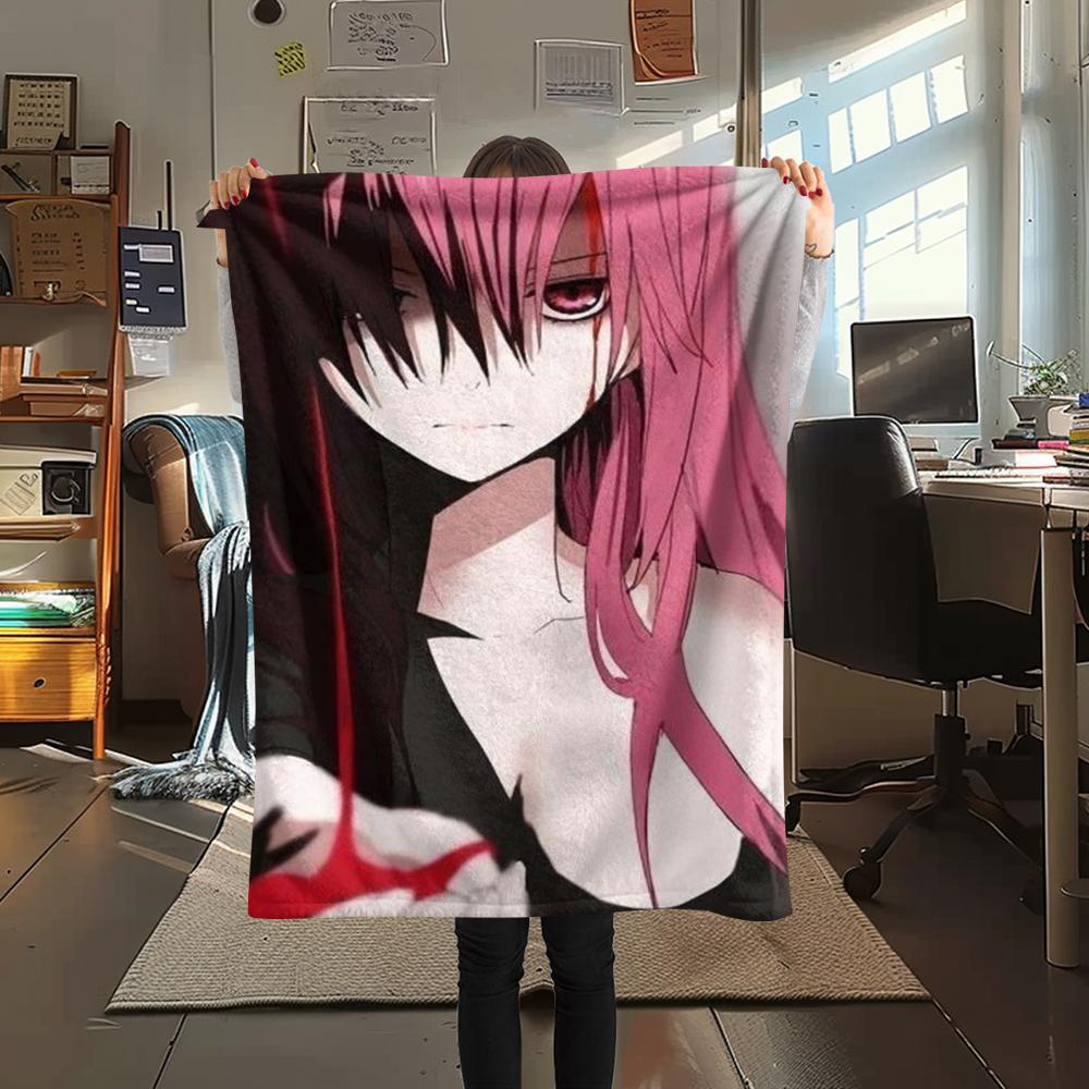 

1 шт. Фланелева ковдра з принтом аніме Elfen Lied, Висока якість, Зручна для всіх сезонів, Декор для дому, Тепло та затишок, Ідеально для різдвяних подарунків 41 80cm x 120cm