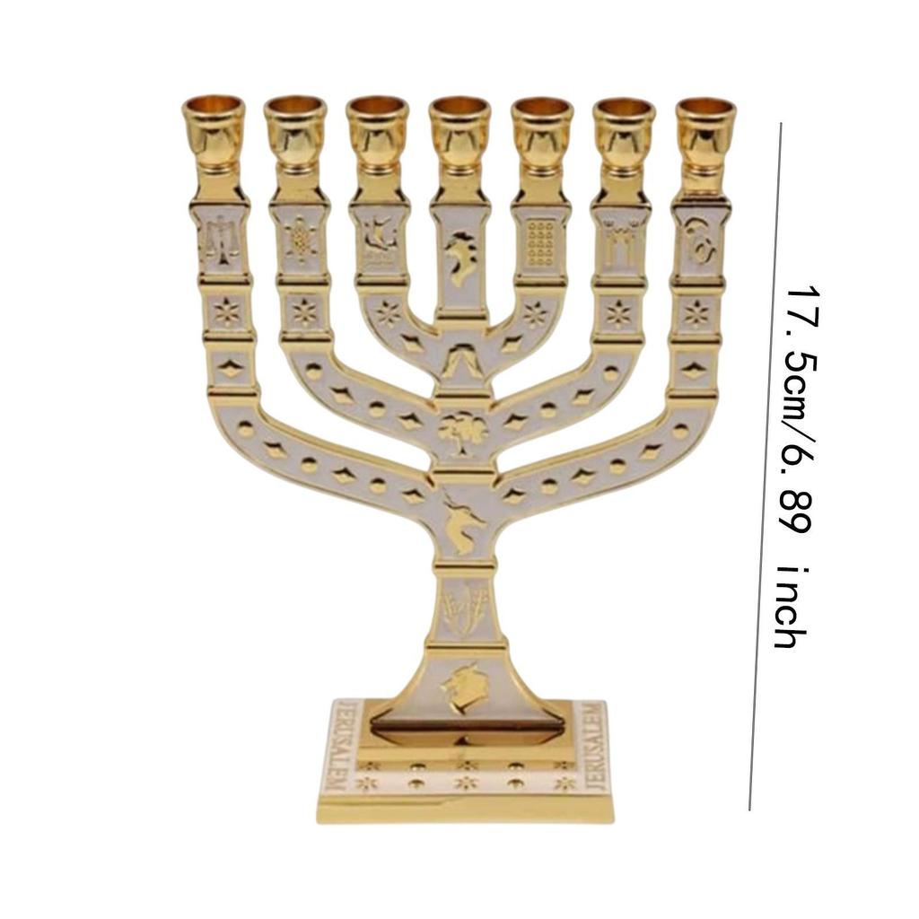 7 Branches Menorah Candelabrum Candle Holder for Anniversary Fireplace