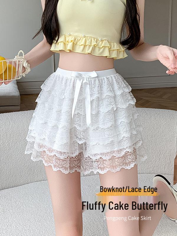 2025 Women's Anti-Exposure Three-Quarter Lace Bow Safety Shorts