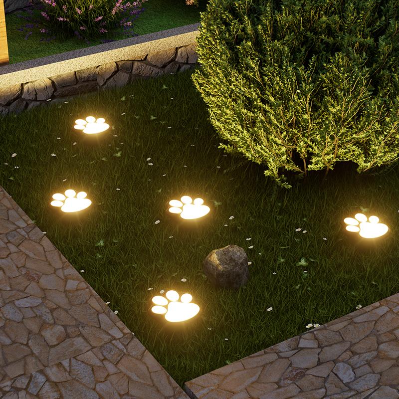 Outdoor LED Solarleuchte Wasserdicht Hund Katze Tier Pfotenabdruck Licht Weg Rasenlampe für Garten Terrasse Rasen Sommer Camping Heimdeko