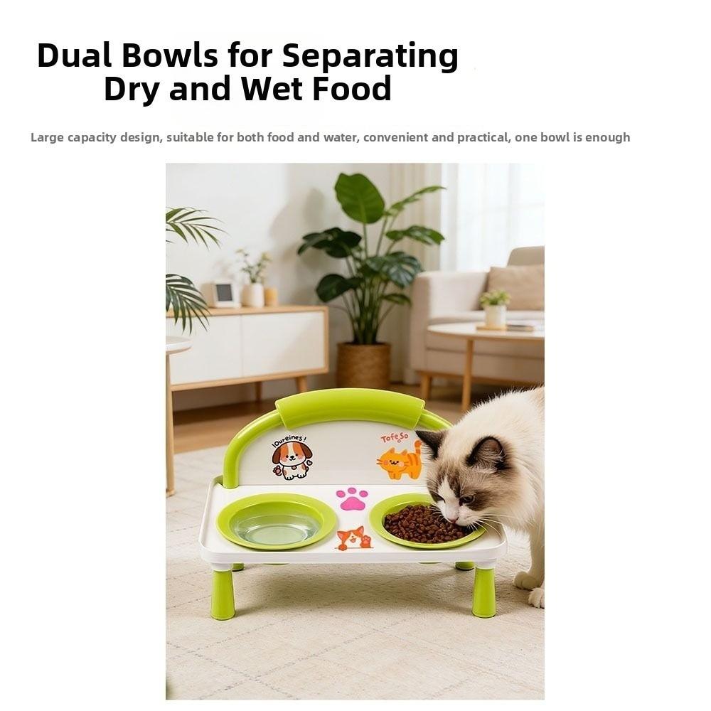 Double Bowl Pet Bowl High-legged Dog Bowl Fashion Cat Water Fountain  Pet Supplies