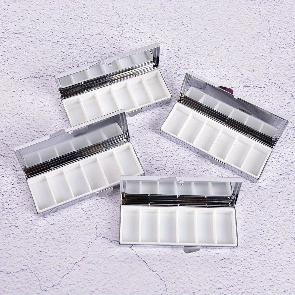 Metal Pill Box Cutter Splitters Pastilleros Estuche Folding Pill Case Container For Medicines Organizer 6 Slots 85mm*35mm*15mm