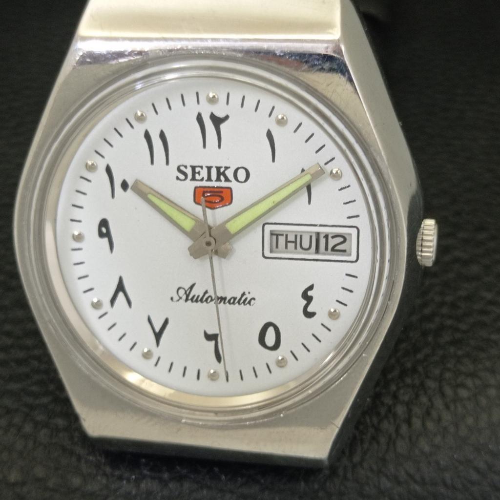 JAPAN VINTAGE SEIKO 5 AUTOMATIC 6309A MENS ARABIC WHITE DIAL WATCH A701494-5 R206b-a701494