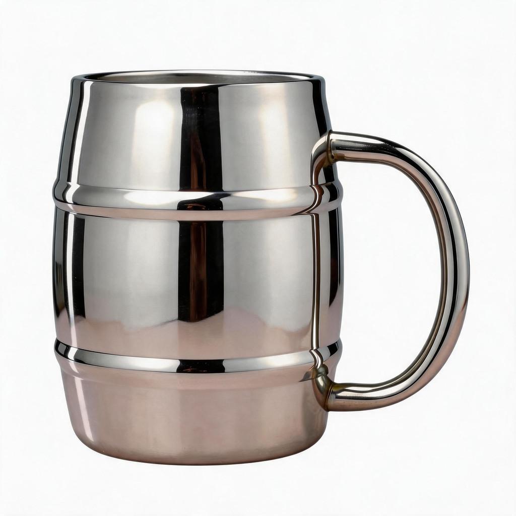 Tasse à bière à double paroi en acier inoxydable avec poignée pour boissons froides