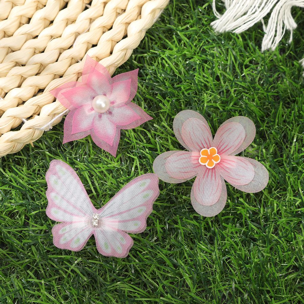 AWAYTR 5PCs Pink Flowers Duckbill Hairpin Fashion Floral Hair Clips Valentine Headwear Girl Hair Accessories Festival Gift