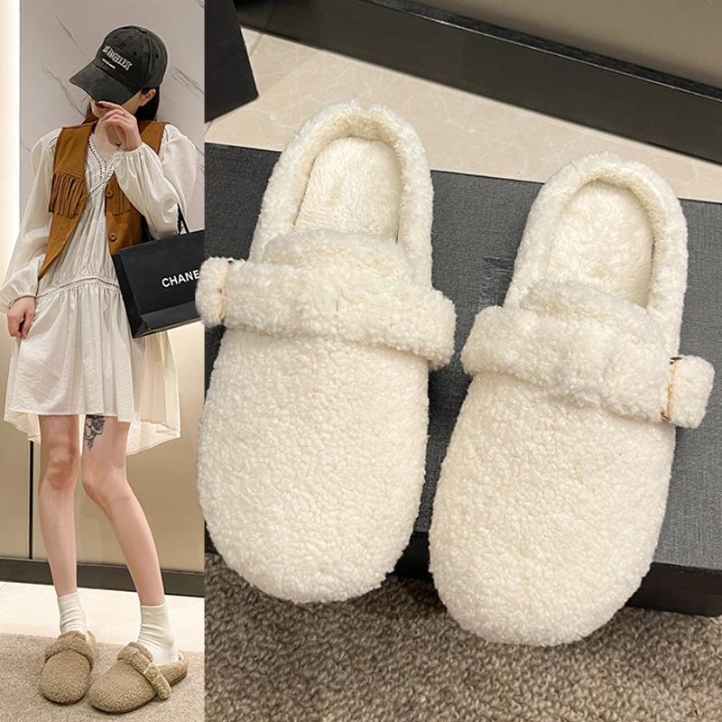 Women's soft bottom large size thickened winter warm fur one thick lining ankle boots non-slip hiking sports cotton slippers