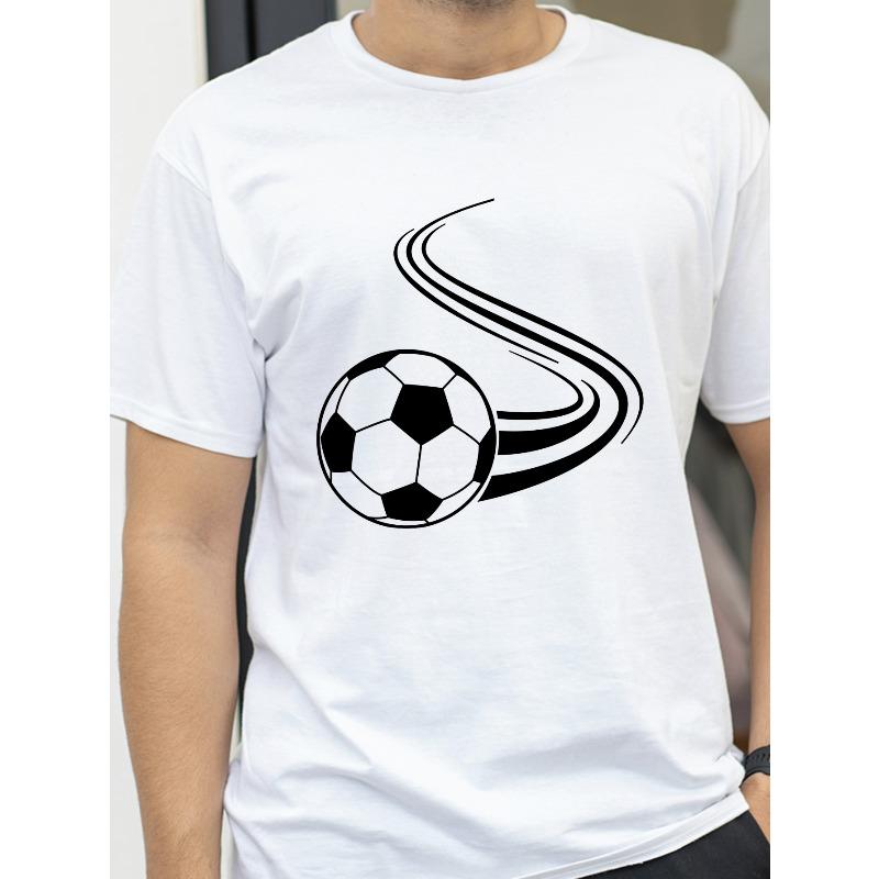 

Casual Sporty Style Men s T-Shirt Soccer Ball Design Summer Wear Gift for Football Fans S белый