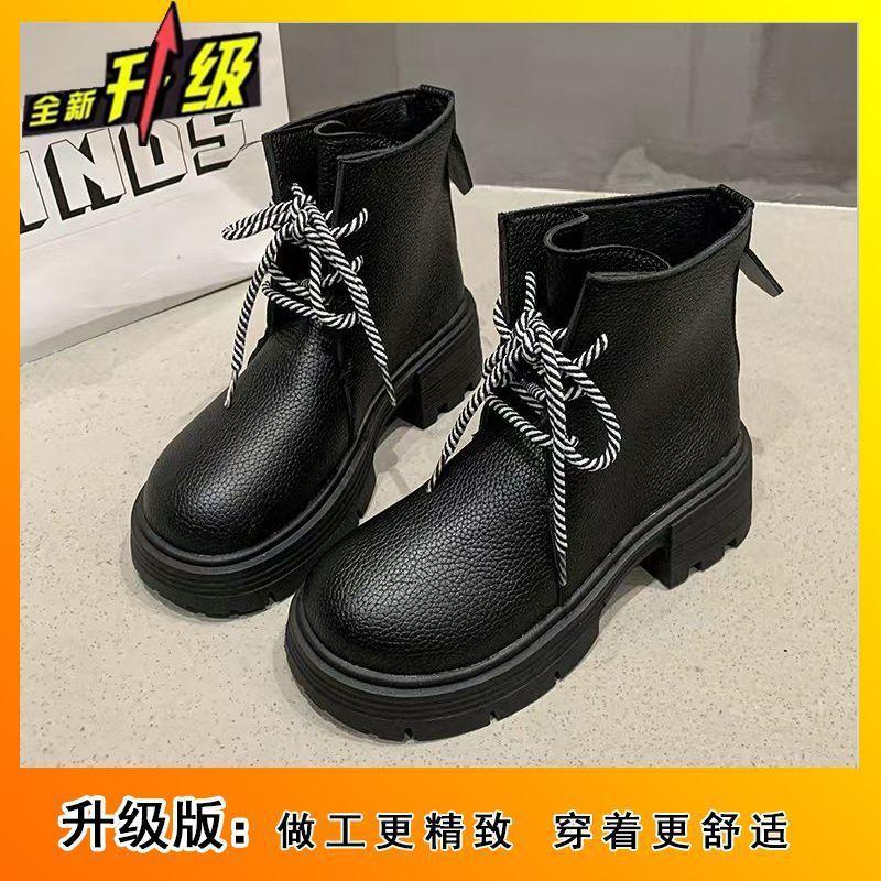 Thick-soled short boots women's Martin boots versatile with skirt low-top boots Academy style short boots women's 2025 spring and autumn new models